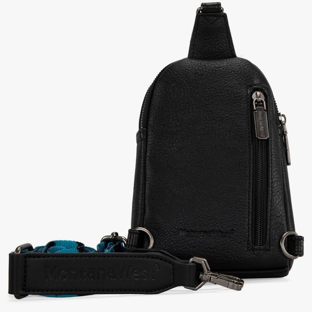 Montana West Blue and Black Crossbody Bag with Adjustable Strap - Picture 2 of 5